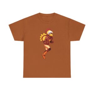 Thanksgiving sports t shirt with football-playing turkey design