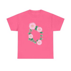 Pink daisy printed T-shirt with floral design