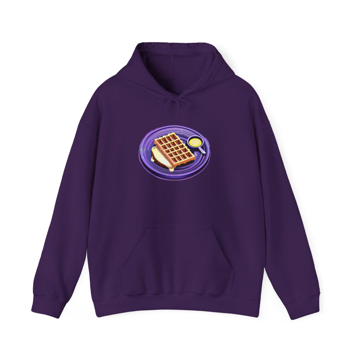 Waffle hoodie with a fun waffle plate design in vibrant colors, perfect for casual wear.