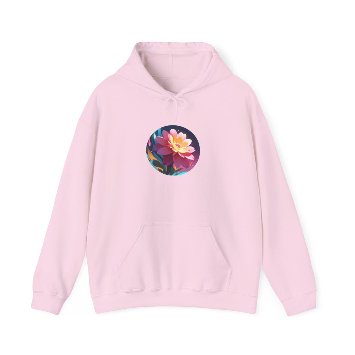 Pink graphic hoodie with floral print design