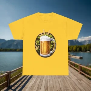 Yellow t-shirt with foamy beer mug print